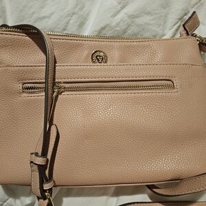 Anne Klein Pink and Tan Crossbody Bag with Classic Style